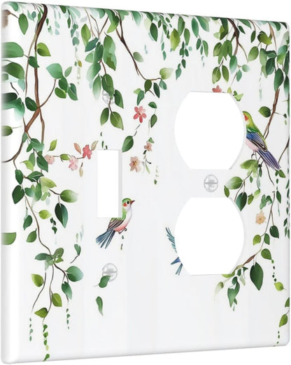 Wallplates Green Leaves Bird Eucalyptus Sage Plant 1 Toggle 1 Duplex Switch Plate Electrical Gfci Faceplate Decorative Light Switch Covers For Bed Room Living Room Decor