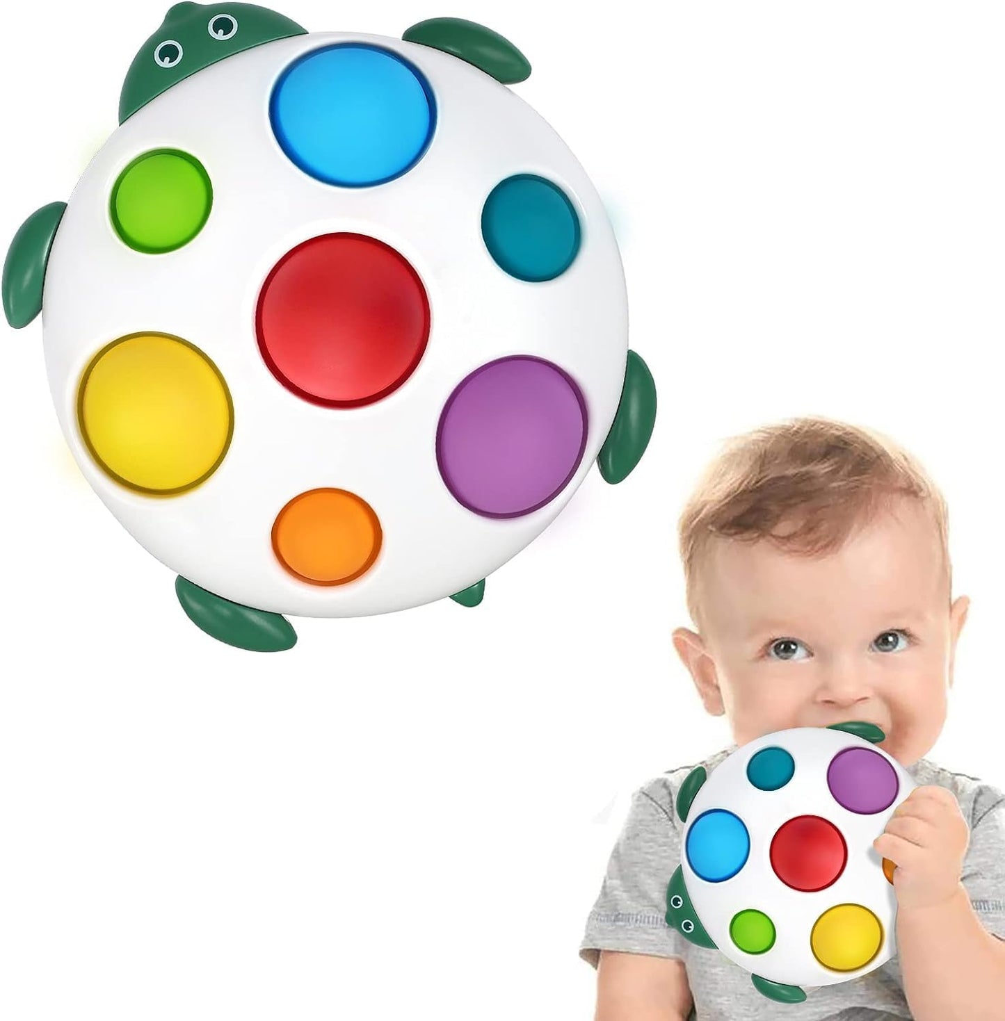 Fidget Popper Sensory Baby Toys for 6+ Months, Montessori Busy Toy for 1 2 3 Year Old Toddlers Push and Popping Bubbles Bath Toys, Travel Toys for Kids Ages 1-3 Stress Relief (Tortoise)