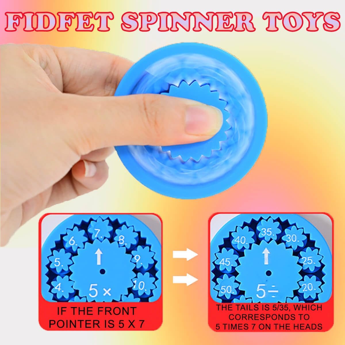 Math Fidget Spinner,Educational Math Fact Fidget Spinners - Learn Division & Multiplication -Math Learning & Education Toys Game (Multiply Or Divide 9pcs)