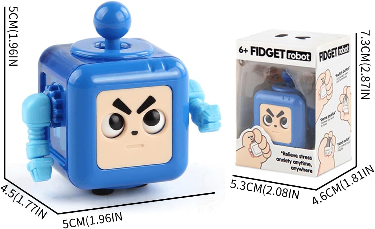 Fidget Robot Cube Fidget Toy, Magic Cube Stress and Anxiety Relief Toys, Fidgets Robot Cube Fidget Toy Cube Relaxing Hand-Held for Adults, Killing Time Cool Fidget Block for ADD/ADHD/OCD (Blue)
