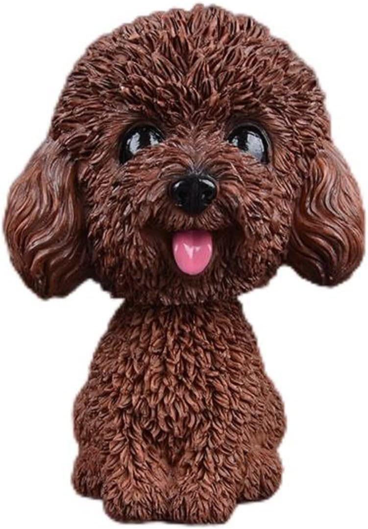 Resin Bobbing Head Dog Figurines Mini Bobblehead Puppy for Home Office Desk Car Dashboards Decor Ornaments (Teddy - Brown)