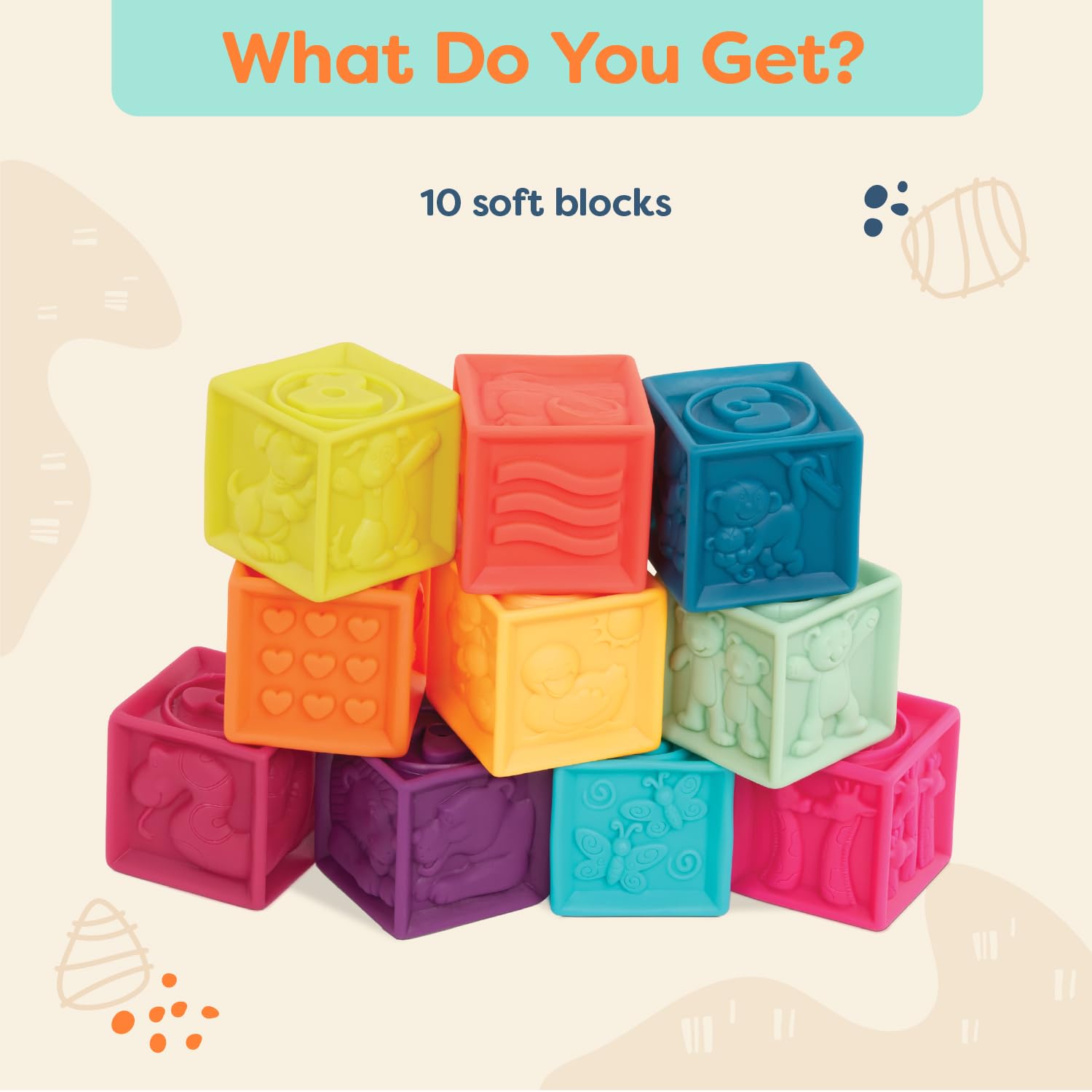 B. toys One Two Squeeze, 10 Soft Stacking Blocks, Blocks - 2, Baby