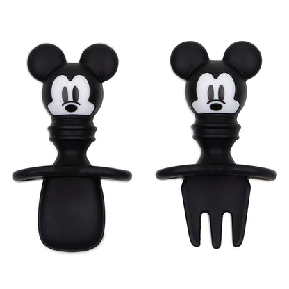 Bumkins Disney Baby Utensils Set, Chewtensils Silicone Spoons for Dipping, Self-Feeding, Baby Led Weaning, Trainer Learning First Stage Stage Eating, Fork and Spoon, Babies 6 Months, Mickey Mouse