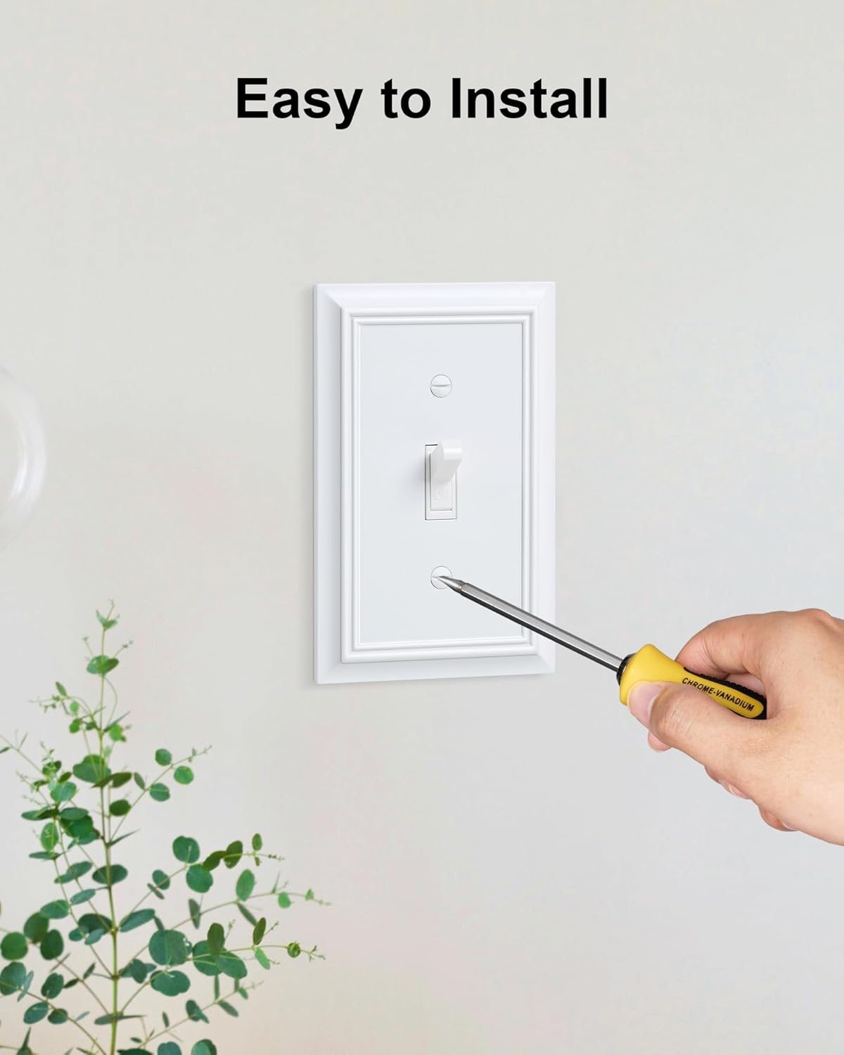 6-Pack Single Toggle Light Switch Cover Plate, Durable Natural Bamboo Fiber Decorative Switch Plate
