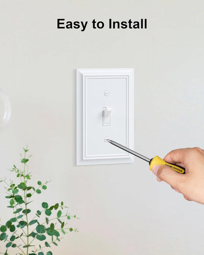 6-Pack Single Toggle Light Switch Cover Plate, Durable Natural Bamboo Fiber Decorative Switch Plate