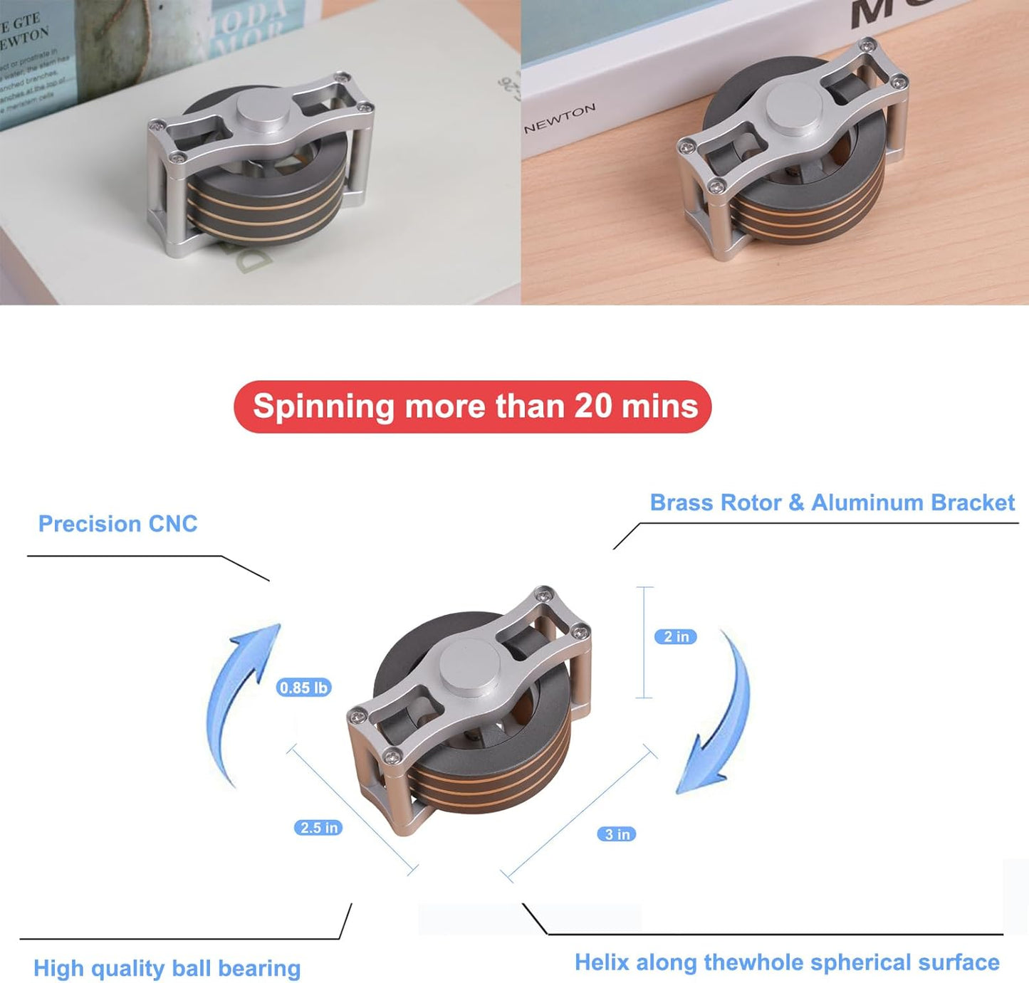 Desk-Kinetic-Toys Cool-Gadgets for Fidget: 20Mins Spinning-Tops, Cool-Stuff Figet Game for Adult Teen Children Kid, Optical-Illusion Stress Relief Gifts for Man Women Office School Home Christmas