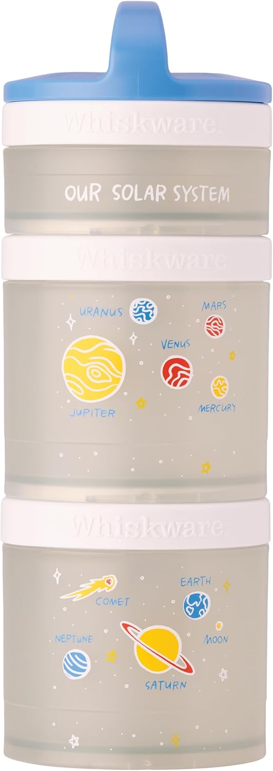 Whiskware Stackable Snack Containers for Kids and Toddlers, 3 Stackable Snack Cups for School and