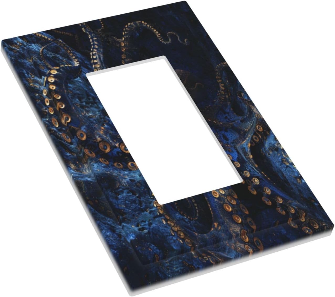 Decorative Outlet Covers Horror Night Blue Ocean Evil Octopus 1 Gang Single Decora GFCI Device Light Switch Covers Plate 1 Rocker Wall Plate Jumbo Faceplate for Bathroom Home Decor