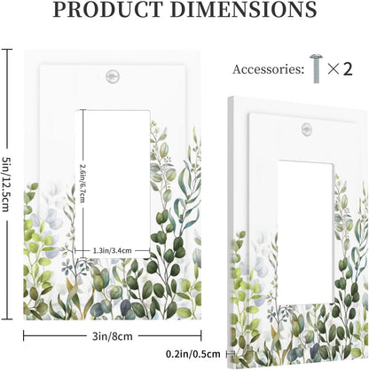 Green Eucalyptus Leaf Plant Herbs Springnature Decorative Outlet Covers 1 Gang Single Rocker Light Switch Cover Plate Wall Plates GFCI Faceplate for Bed Room Living Room Decor