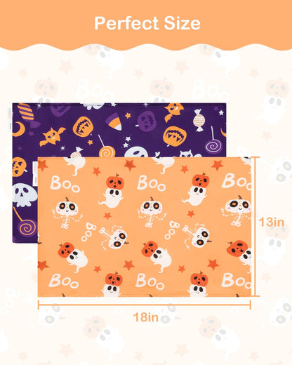 ALVABABY Toddler Pillowcases Stretchy Soft Kids Pillow Cover 2 Pack Fit 13"x 18" or 12"x16" Envelope for Girl Boy Sleepy Travel Halloween 2TPE35A