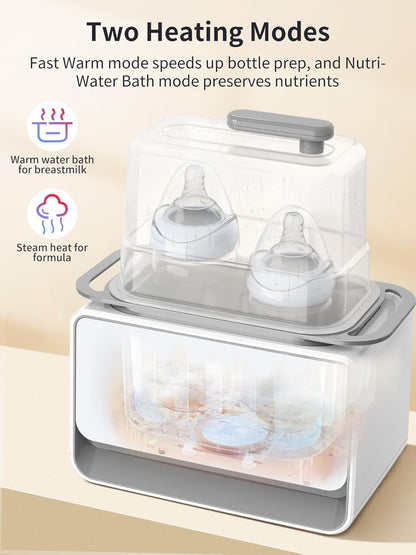 GROWSNY Fast Baby Bottle Warmer, 12-in-1 Milk Warmer with Steam and Water Bath Warming Modes for