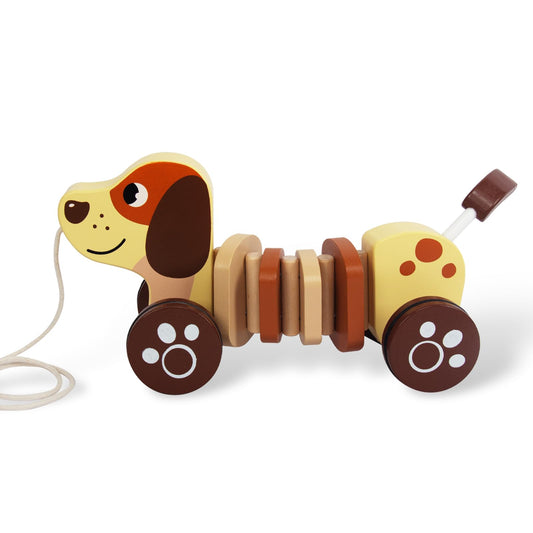 WoodenEdu Baby Toys Car,Wooden Pull Along Toy for Toddlers 1 2 3 Year Olds