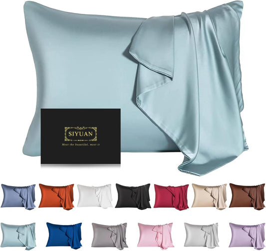 Mulberry Silk Pillowcase for Hair and Skin,Toddler Size Kids Silk Pillow Case with Hidden Zipper,Allergen Proof Dual Sides Soft Breathable Smooth Silk Pillow Cover(Toddler,Aqua Blue)