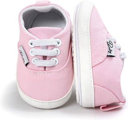 Morbido Infant Baby Boys Girls Canvas Sneaker Toddler Slip On Anti Skid Newborn First Walkers Candy Shoes for 0-18 Months
