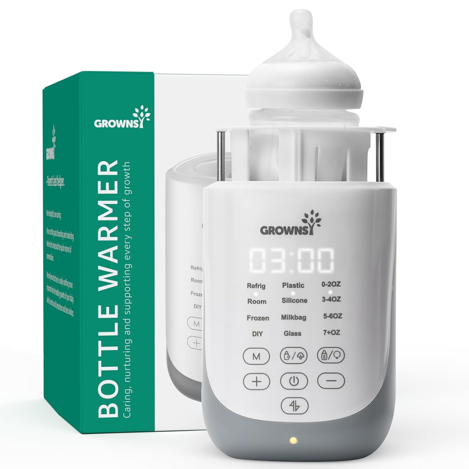 GROWNSY Nutri Bottle Warmer with Innovative Auto-Lift Feature, 10-in-1 Fast Baby Bottle Warmer with