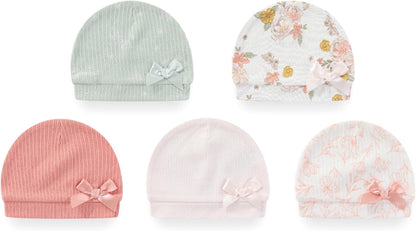 Baby Hat and Mittens Set Cotton Newborn Baby Hats Caps for Boys and Girls, 0-6 Months