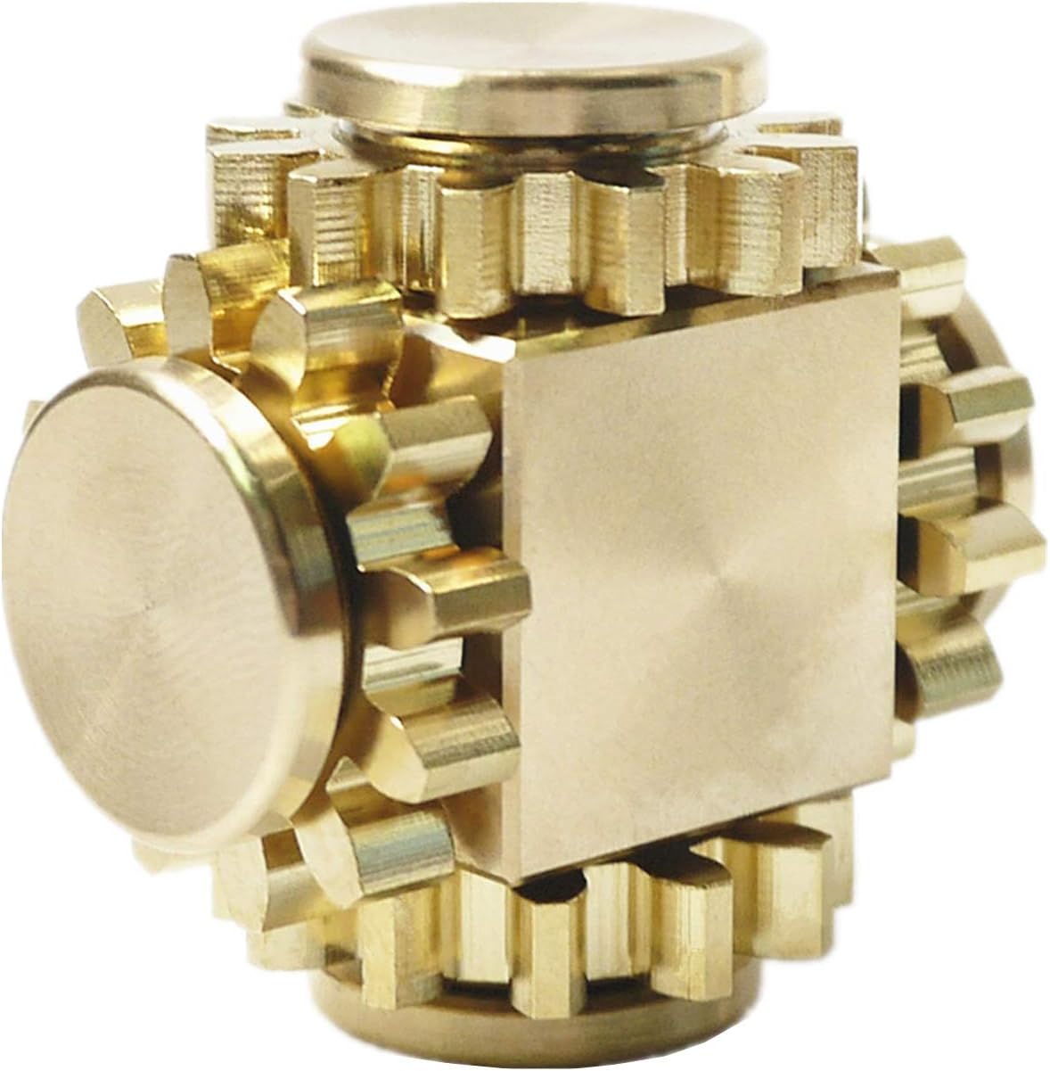 Fidget Cube Spinner, Linkage 4 Gears Figity Spin Finger Games, Metal Brass with Super Smooth Bearings, Durable Mechanics Romoveable, Small Premium Figit Toy - Gold