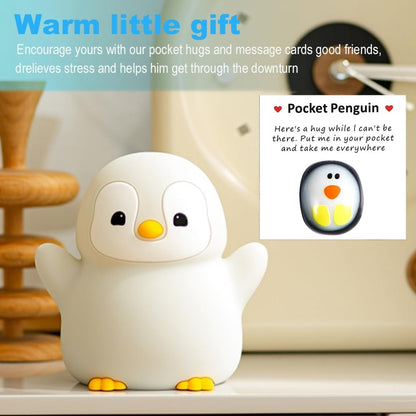 Cute Penguin Night Light for Kids Bedroom, Animal Silicone Nursery Night Lamp Touch Control Nightlights USB Rechargeable Bedside Lamp for Baby Children Toddlers Girls Gift
