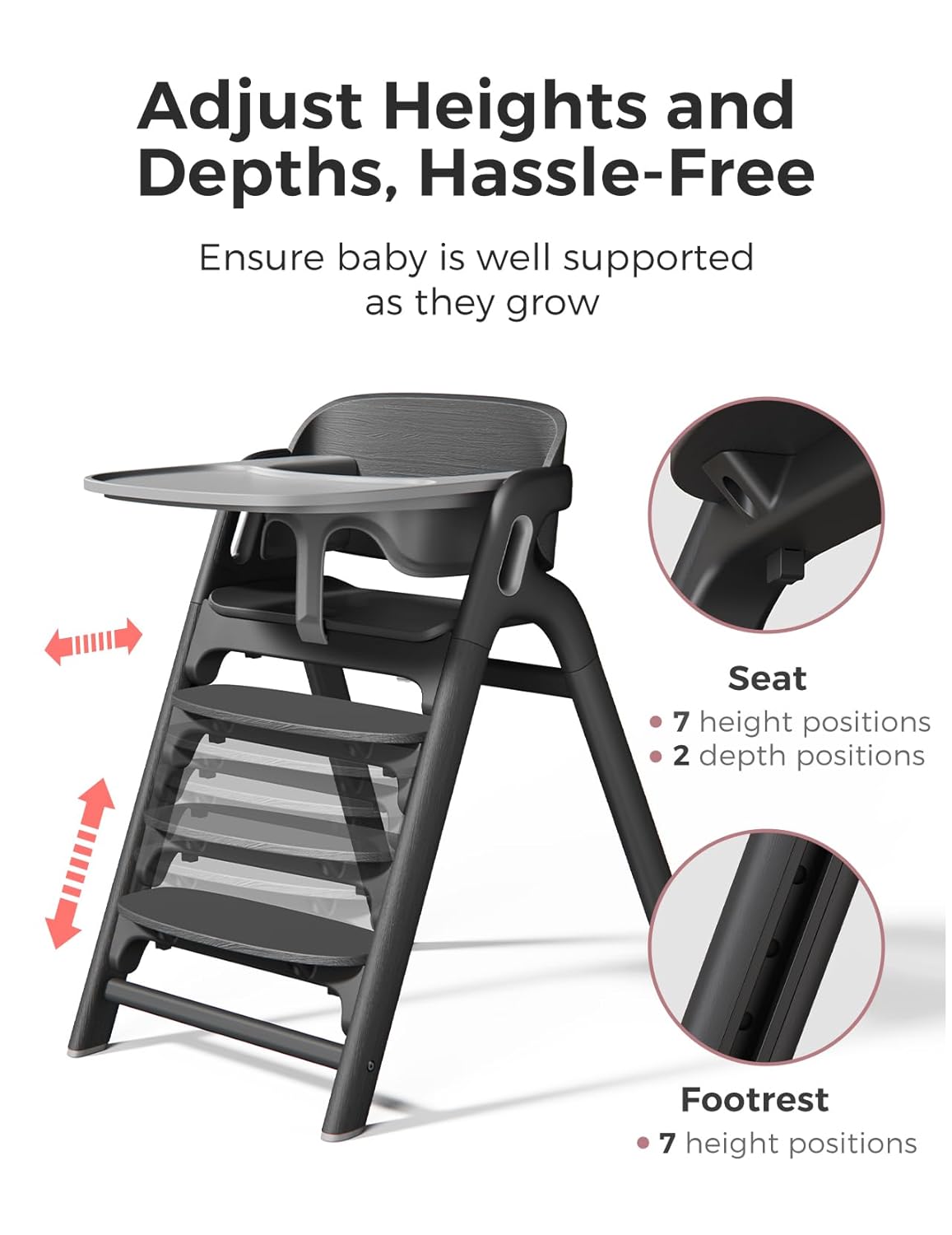 Momcozy DinerPal Wooden High Chair for Babies, Toddlers & Adults Up to 308 Lbs, Convertible Baby
