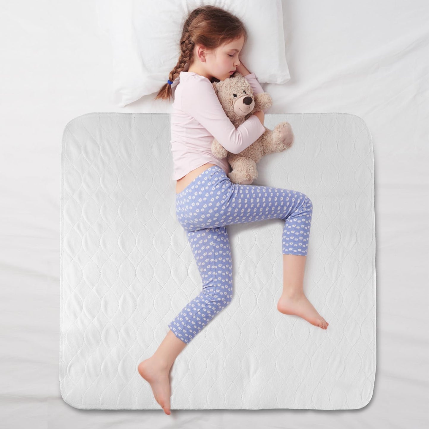 Bamuho 2 Pack Pee Pads for Kids 34"x 36", Washable Potty Training Bed Pads for Toddlers with 4