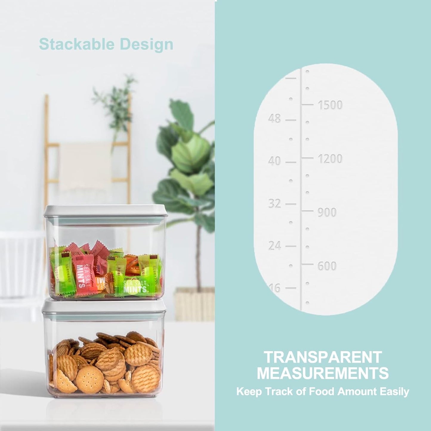 Pop Containers with Lids - Stackable Airtight Food Storage Kitchen Pantry Storage Containers for