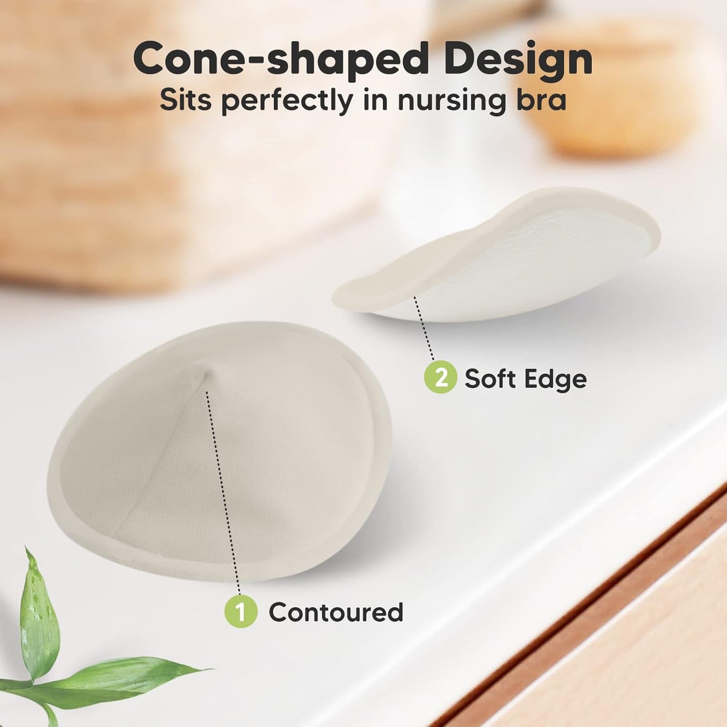 Organic Nursing Pads - 14 Washable Viscose Derived from Bamboo Breastfeeding Pads, Wash Bag