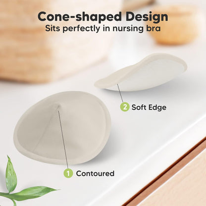 Organic Nursing Pads - 14 Washable Viscose Derived from Bamboo Breastfeeding Pads, Wash Bag