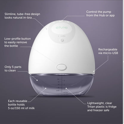 Elvie - Single, Wearable Breast Pump w/App - The Smallest & Quietest - Portable - Hands Free &