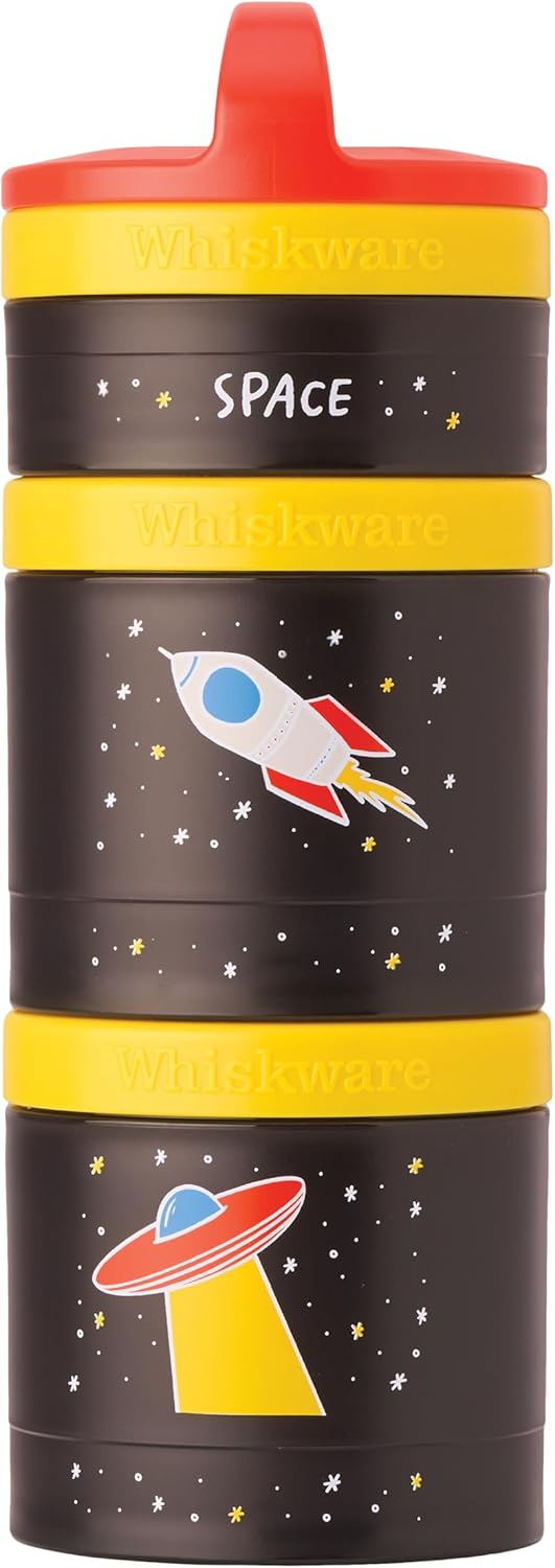 Whiskware Stackable Snack Containers for Kids and Toddlers, 3 Stackable Snack Cups for School and