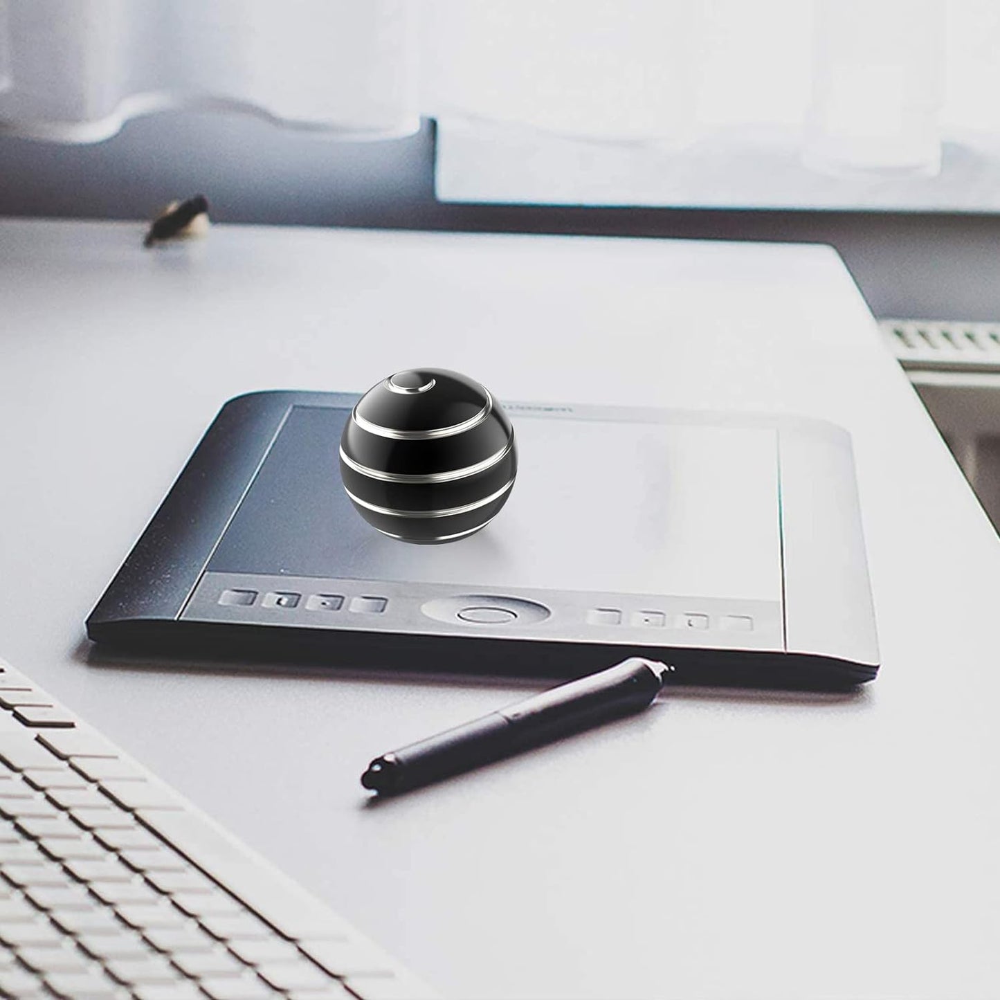 Kinetic Desk Toys for Adults, 1.77'' ADHD Fidget Spinner Toys for Office for Adults, Desk Stress Relievers Toys for Adults, Party Favor Toys for Christmas Halloween Day (45MM, Black-A)