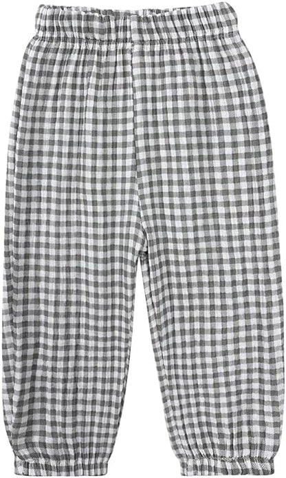 MYGBCPJS Baby Boys Girls Cotton Linen Trousers Kids Casual Ankle Pants Loose Long Bloomers