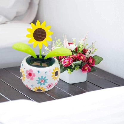 1Pc Sunflower Solar Dancing Decor for Car, Solar Decors,Solar Powered Swinging Animated Dancer Decor Office Desk Car, Funny Ornaments, Solar Power Kits,Learning and Education