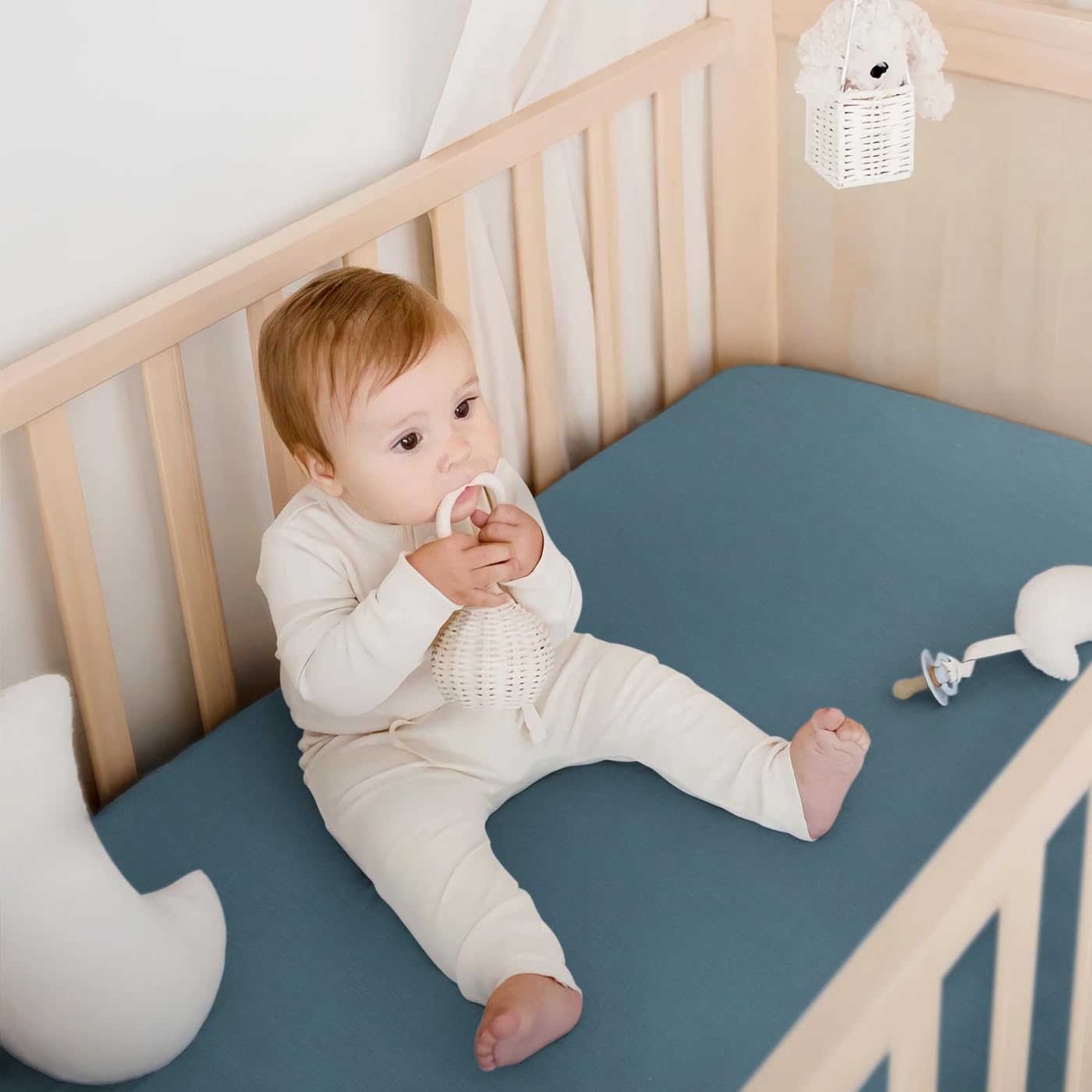 GRSSDER Mini Crib Sheets Fitted, Pack and Play Sheets 2 Pack, Ultra Soft Stretchy Pack N Play