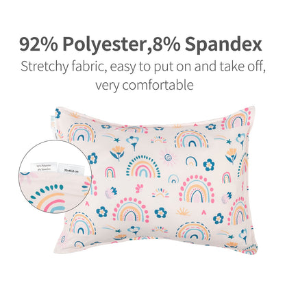 ALVABABY Toddler Pillowcases Stretchy Soft Kids Pillow Cover 2 Pack Fit 13"x 18" or 12"x18" Envelope for Girl Boy Sleepy Travel