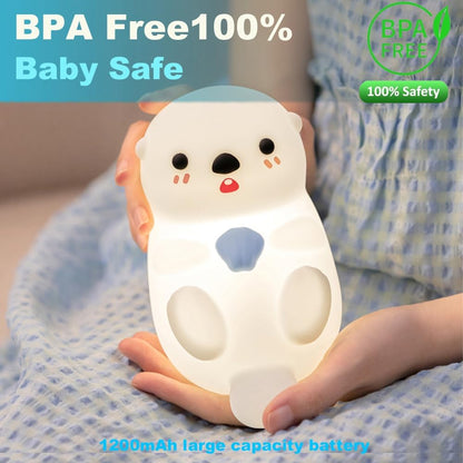 Cute Otter Night Light for Kids Bedroom, Animal Silicone Nursery Night Lamp Touch Control Sea Otter Nightlights USB Rechargeable Bedside Lamp for Baby Children Toddlers Girls Gift