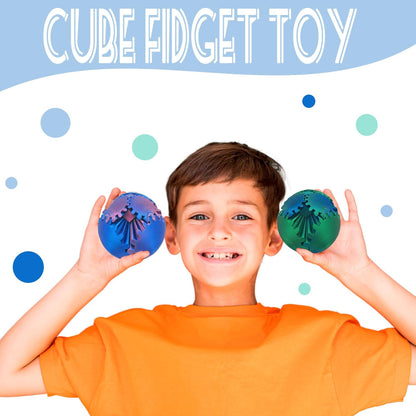 Gear Ball - GearSphere Fidget Toy, 2024 Gear Sphere Cube Puzzlefor Adults Kids Stress and Anxiety Relaxing,3D Printed Spin Ball or Cube Fidget Toy (Blue+Purple)
