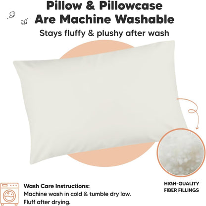 KeaBabies Toddler Pillow with Pillowcase, Jumbo 14X20 - Soft Organic Cotton Toddler Pillows for Sleeping - Machine Washable - Perfect for Travel, Toddler Bed Set (Pearl Gray)