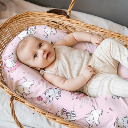4 Pack Baby Girl Bassinet Sheets Set Soft Fitted Floral or Elephant Theme Baby Girl Mattress Covers Breathable Toddler Bed Sheets for Infant or Newborn Girls (Elephant, Bassinet Sheets)