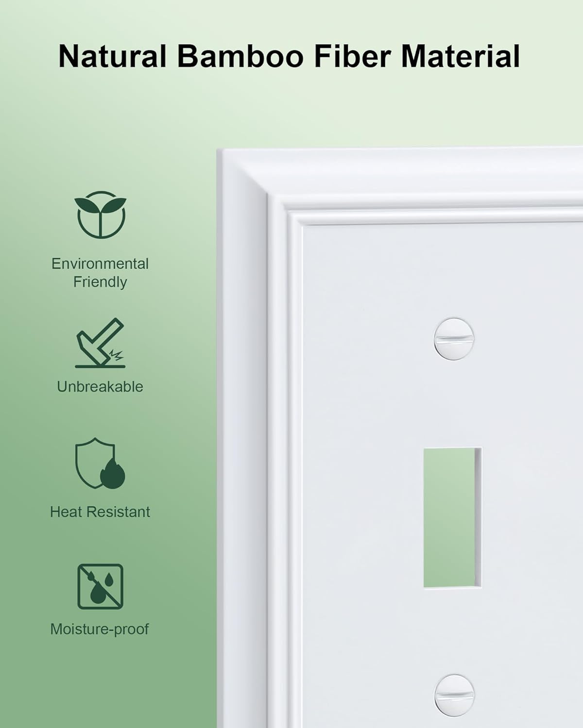 6-Pack Single Toggle Light Switch Cover Plate, Durable Natural Bamboo Fiber Decorative Switch Plate