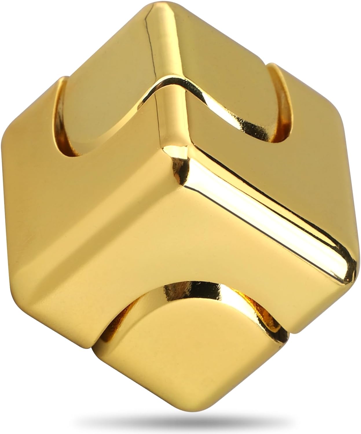 Metal Cube Fidget Spinner Toy for Kids Adults, Gold Cube Fidget Block Figner Spinner Focus 2 in 1
