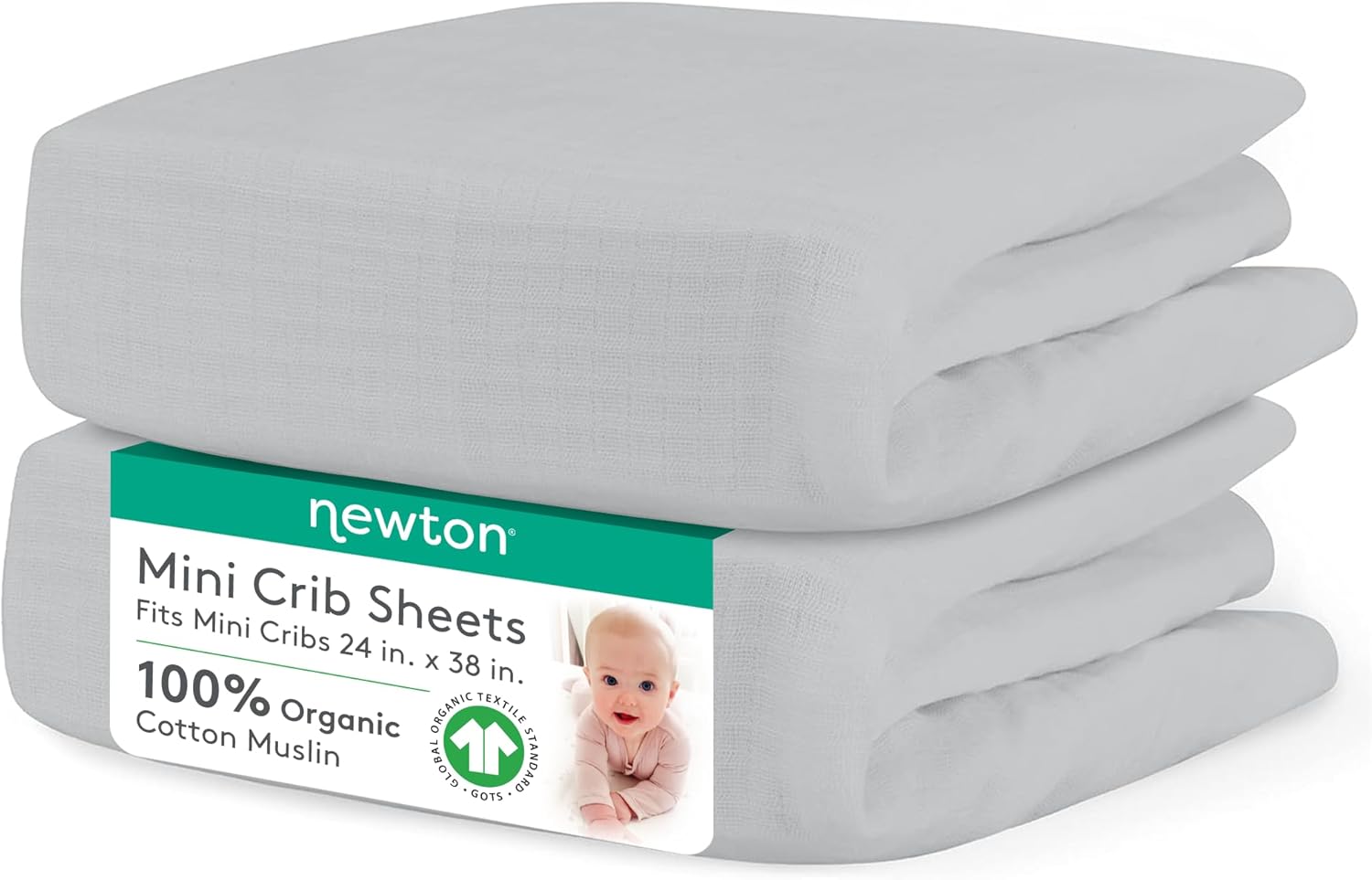 Newton Baby Fitted Mini Crib Sheets (2-Pack) | Organic Muslin Cotton, Ultra Breathable & Soft Baby