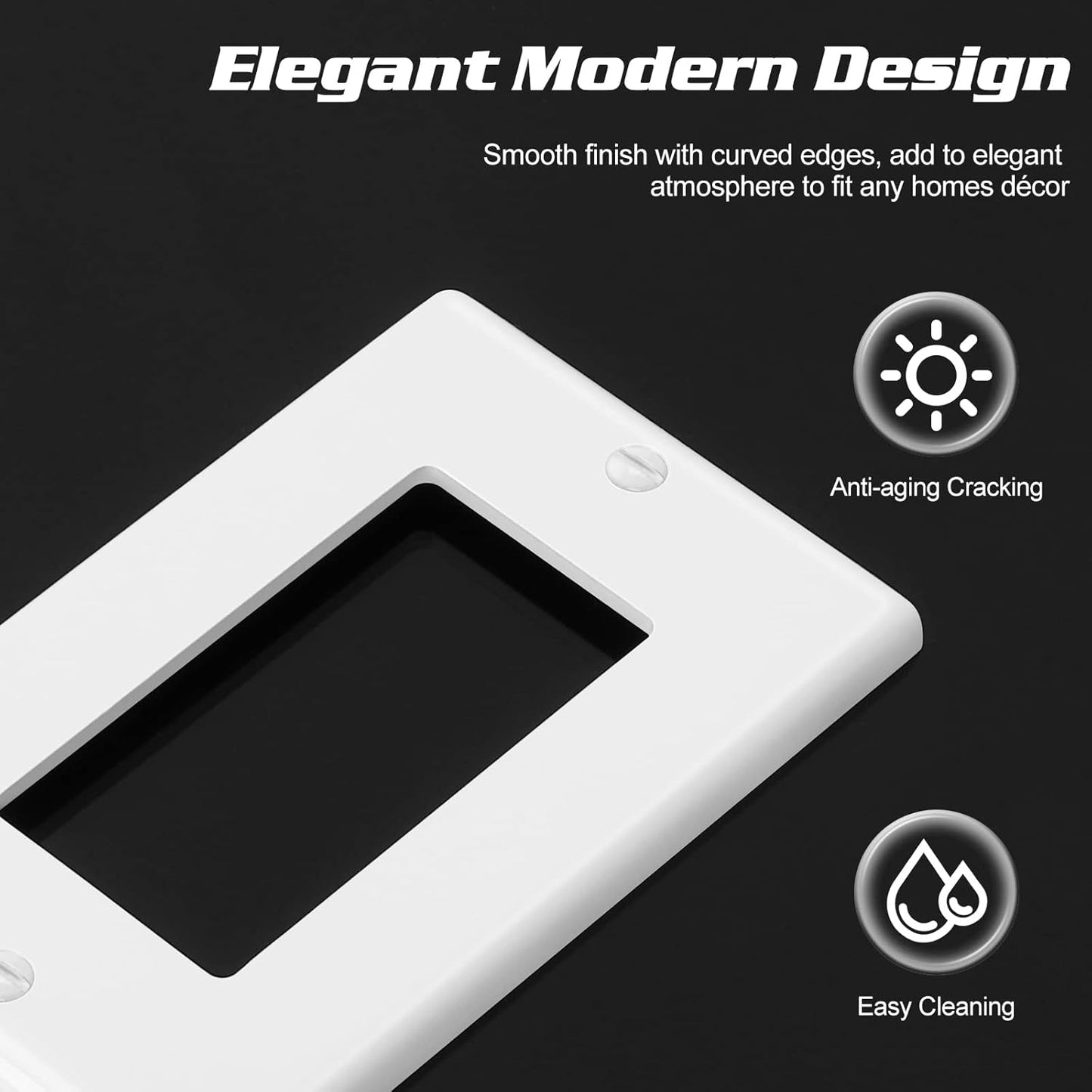 Decorator Wall Plate 1-Gang Light Switch Plate Outlet Cover,Unbreakable Polycarbonate Thermoplastic, White (10-Pack, Single Decorator-White)