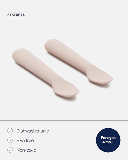 Lalo Little Spoon Set - 2 Piece Baby Spoons Set for Infants & Babies - Made From Food Grade Silicone Dishwasher Safe - Baby Feeding Essentials for Early Stage Mealtime - Grapefruit