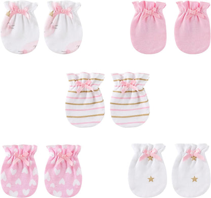 5 Pairs Baby Not Scratch Mittens 0-6 Months New Born Boy Girl Gloves Cute Infant Accessories