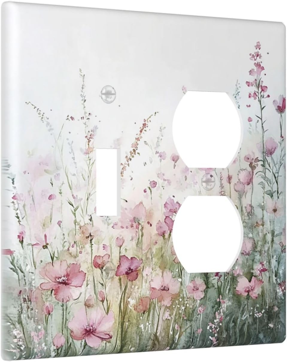 Wallplates Wildflower Botanical Watercolor Floral 1 Toggle 1 Duplex Switch Plate Electrical Gfci Faceplate Decorative Light Switch Covers For Bed Room Living Room Decor