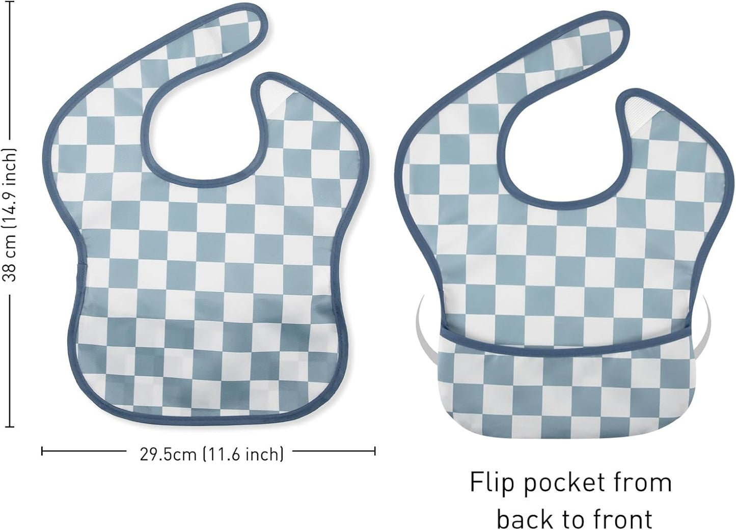 Mess Proof Baby Bib 3 Pack, Waterproof Led Weaning Baby Feeding Bibs with Food Catcher, Travel