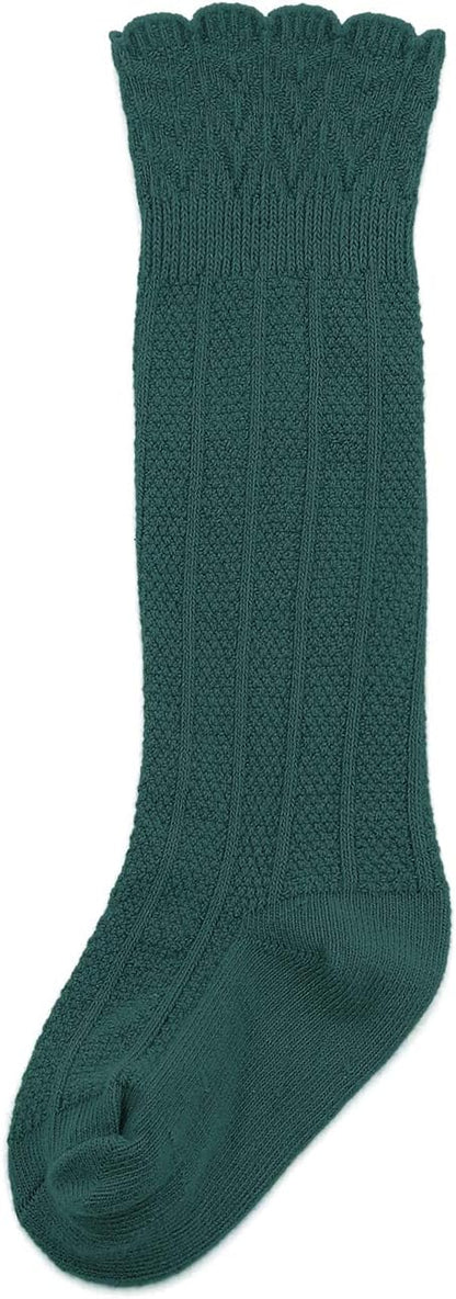 Zando Baby Knee High Socks - Infant to Toddler, Cotton Ruffle Socks, Warm Girls & Boys Long Stockings, 3-6 Pairs