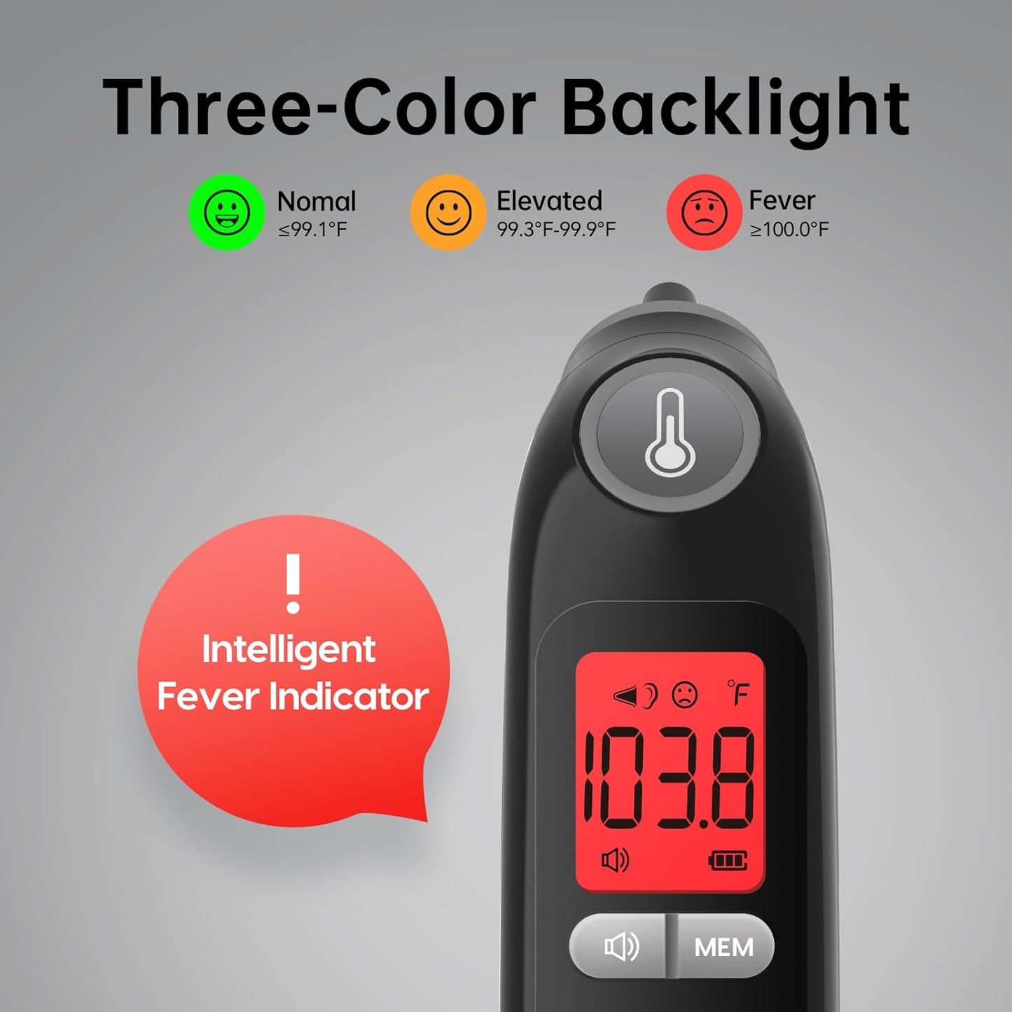 Ear Thermometer, Highly Accurate Ear Thermometer for Kids, Adults and Babies, 30 Memory Recall, 1s