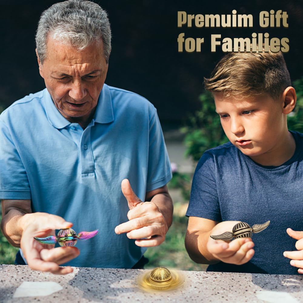 Brass Fidget Hand Spinner for Kids & Adults, Metal Finger Spinner Spinning Toys for Anxiety Relief, Reducing Boredom Cool Gadget Christmas Birthday Gifts Stocking Stuffer for Boys Age 3-12