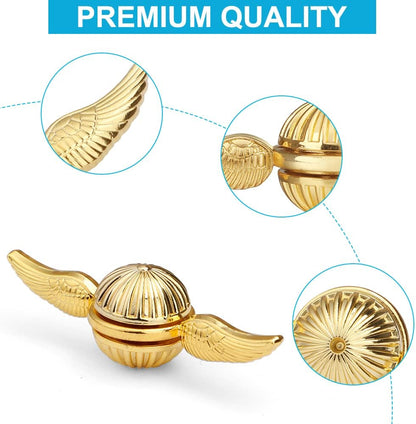 Fidget Hand Spinner Toy for Kids Adults, Sensory Orb Gift for Boys Girls, Ideal Finger Toy for Decoration Collection, Cool Metal Sensory Fidget Gyro Toy(Golden)